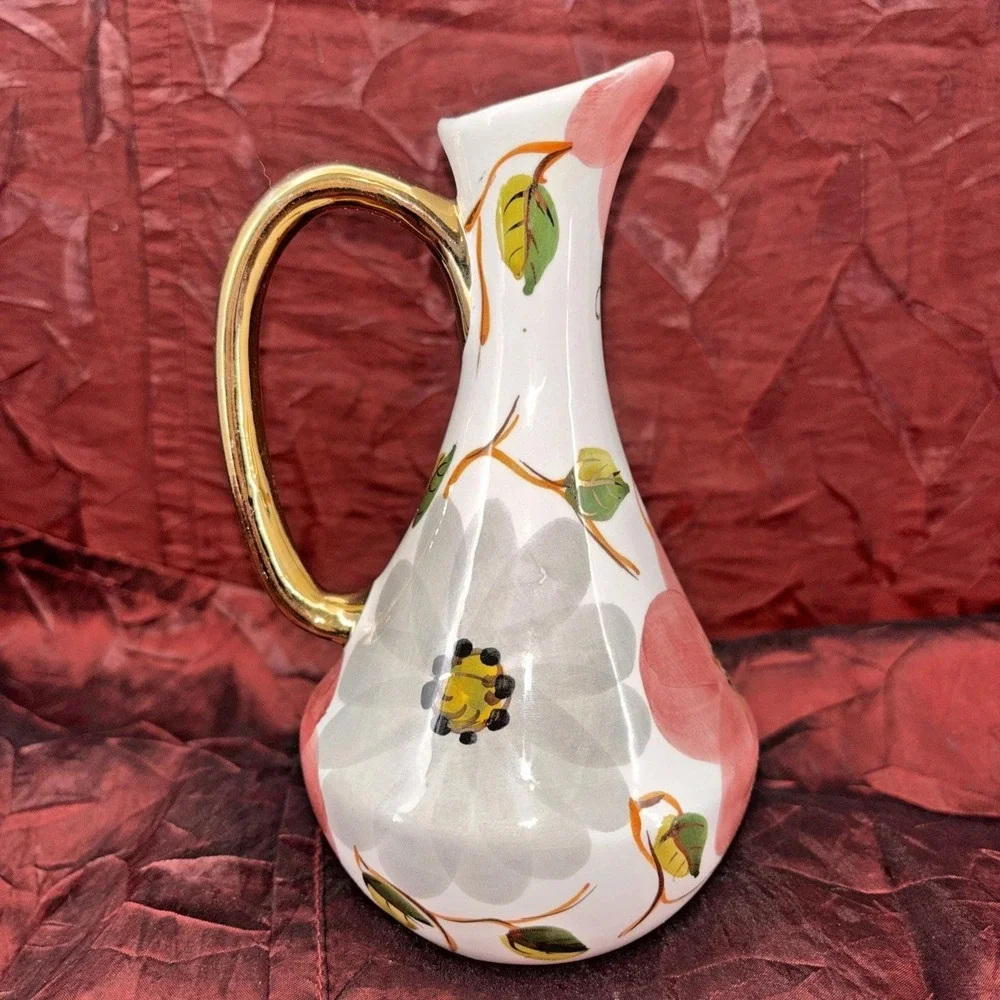 Vintage Portuguese Pereiras Valado Porcelain Vinegar Cruet Hand Painted 7 In EUC